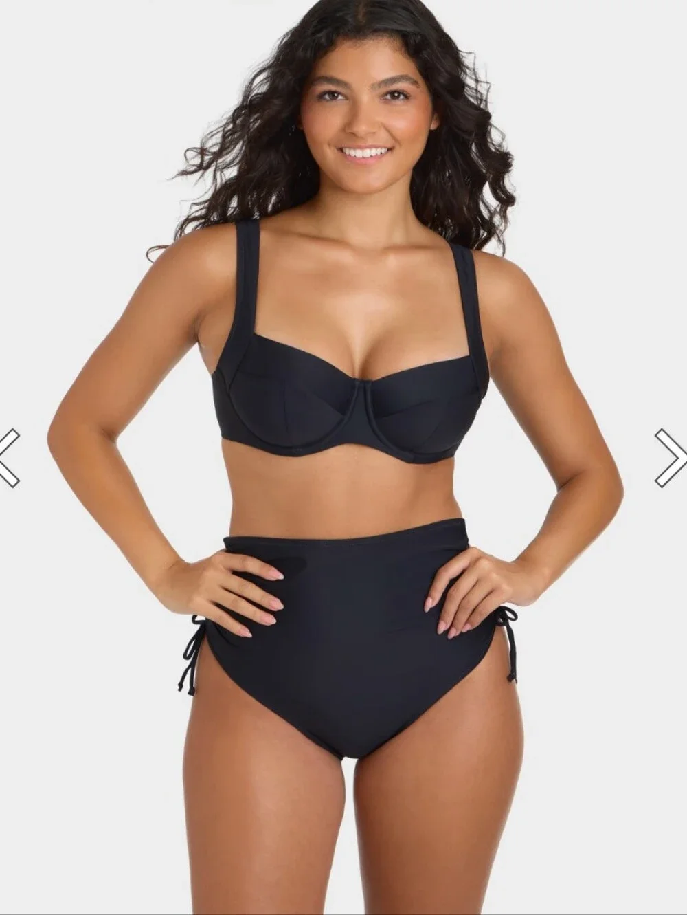 Panache Signature Olivia Underwire Balcony Bikini Top in Black- 36I